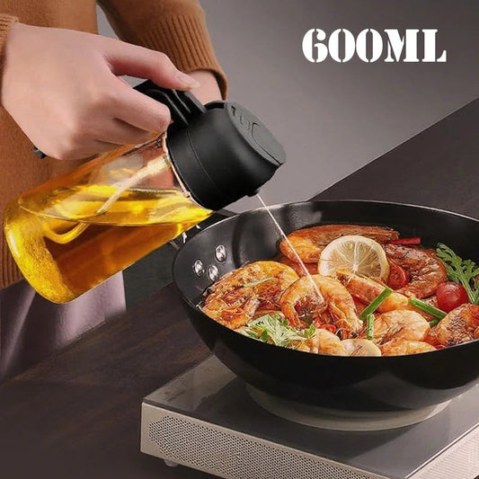 Kitchen Oil Spray Bottle Large Capacity Glass Oil Dispenser Dual-Use for Spraying Pouring Compatible with Olive Oil Soy Sauce