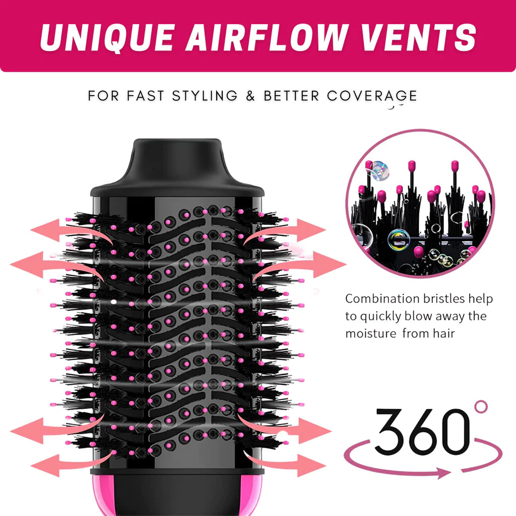 4-in-1 Blow Hair Dryer - Volumizer Brush, Straightening & Curl