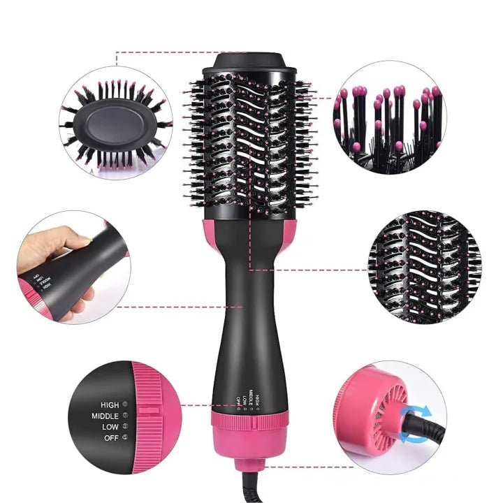 4-in-1 Blow Hair Dryer - Volumizer Brush, Straightening & Curl