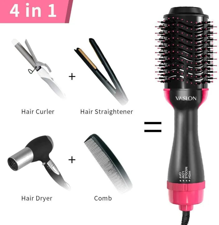 4-in-1 Blow Hair Dryer - Volumizer Brush, Straightening & Curl