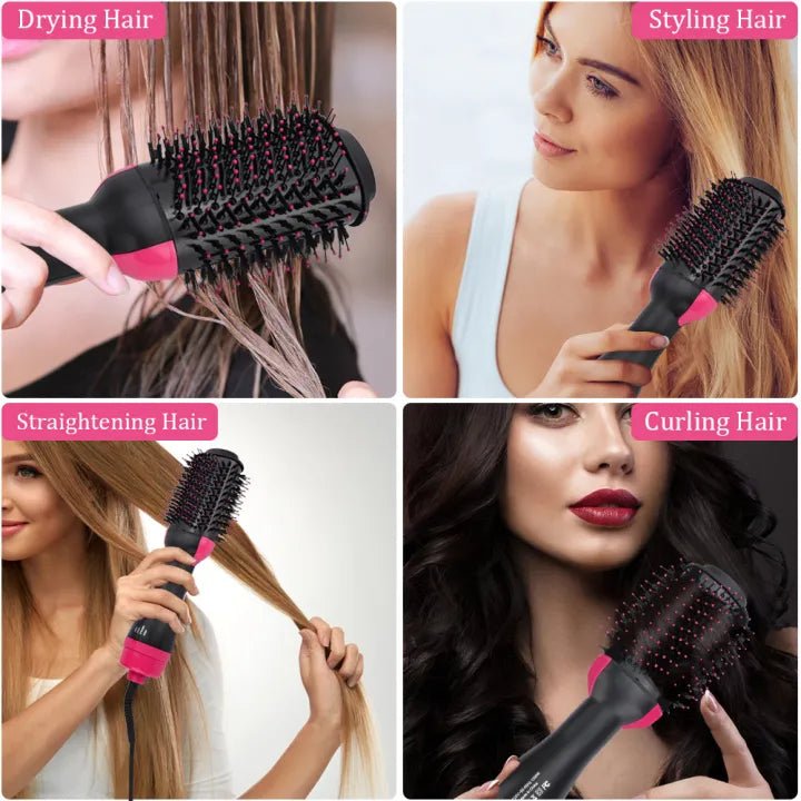4-in-1 Blow Hair Dryer - Volumizer Brush, Straightening & Curl